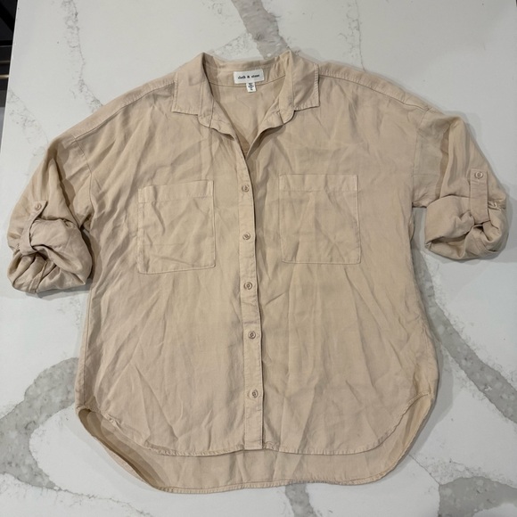 cloth & stone Tops - Cloth & Stone x Anthropologie Long Sleeve Button Down Blouse Women’s XL Warm Oat